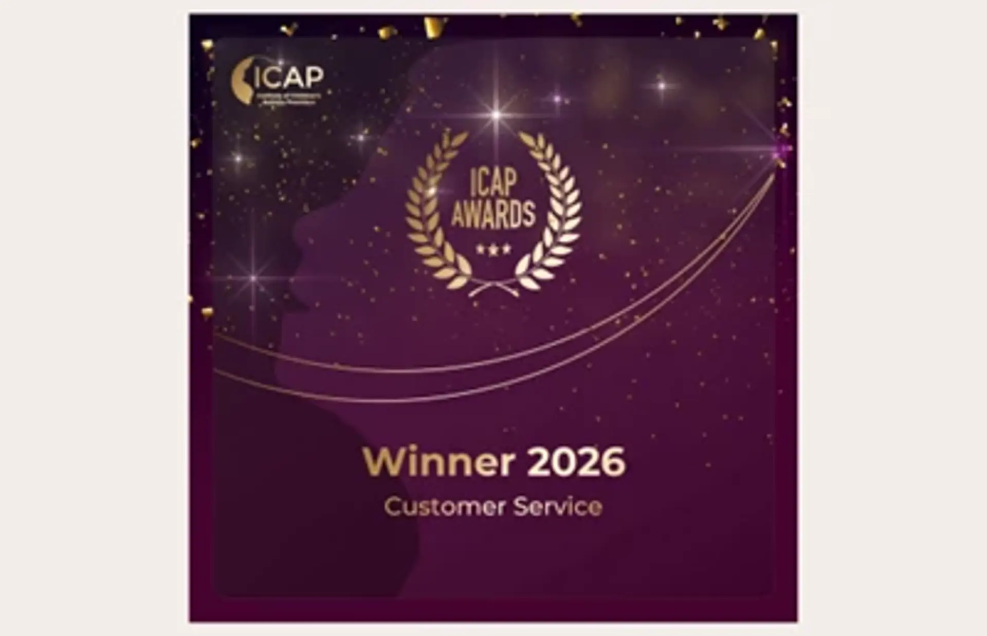 ICAP Customer Service Champion winner 2026!